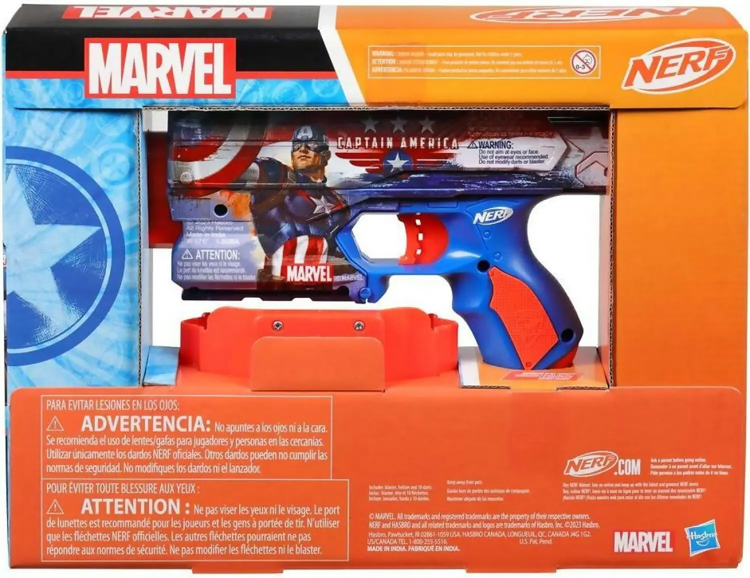 Nerf - Marvel Captain America Blaster 10 Nerf Elite Darts Holster Gifts For 8 Year Old Boys & Girls & Up - Hasbro