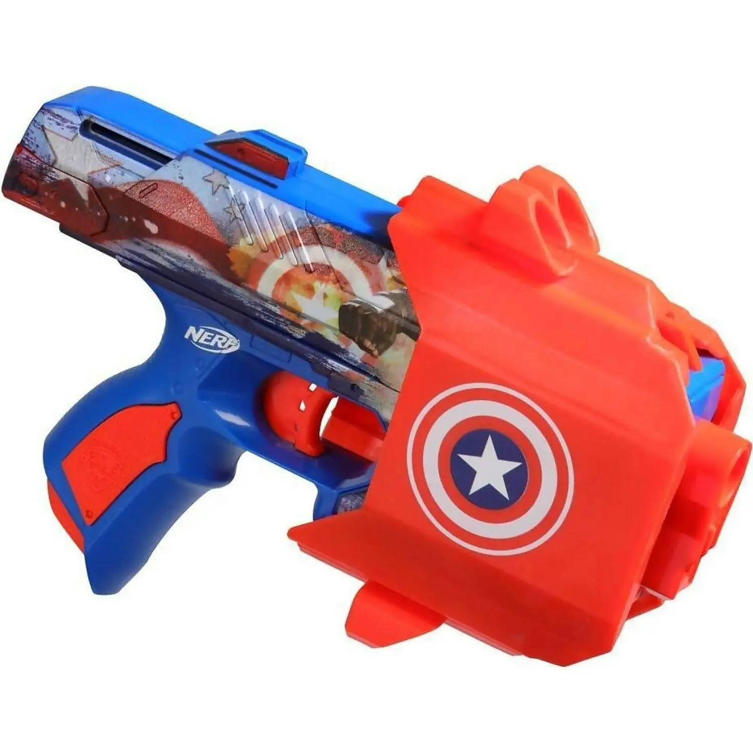 Nerf - Marvel Captain America Blaster 10 Nerf Elite Darts Holster Gifts For 8 Year Old Boys & Girls & Up - Hasbro