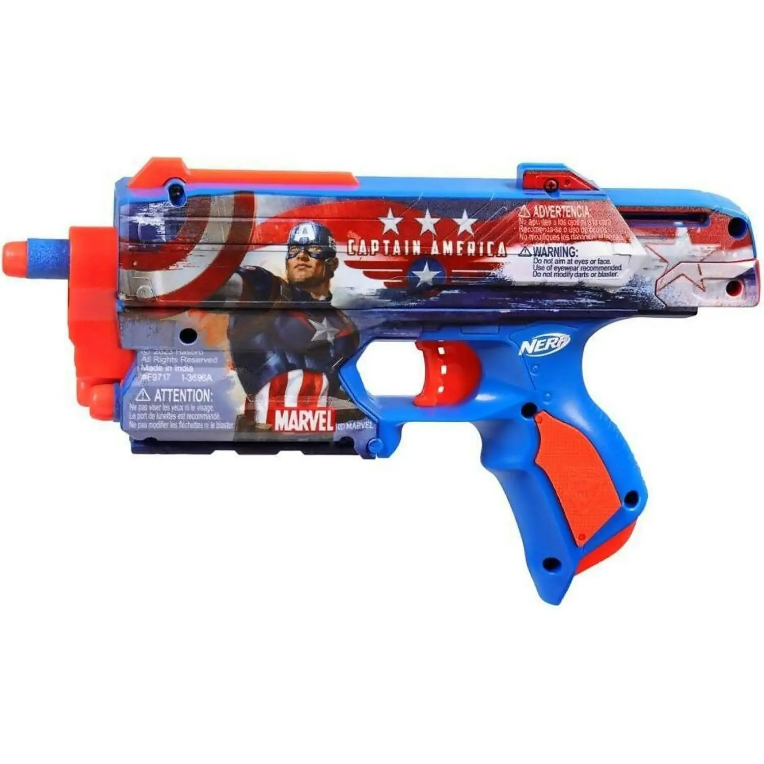 Nerf - Marvel Captain America Blaster 10 Nerf Elite Darts Holster Gifts For 8 Year Old Boys & Girls & Up - Hasbro