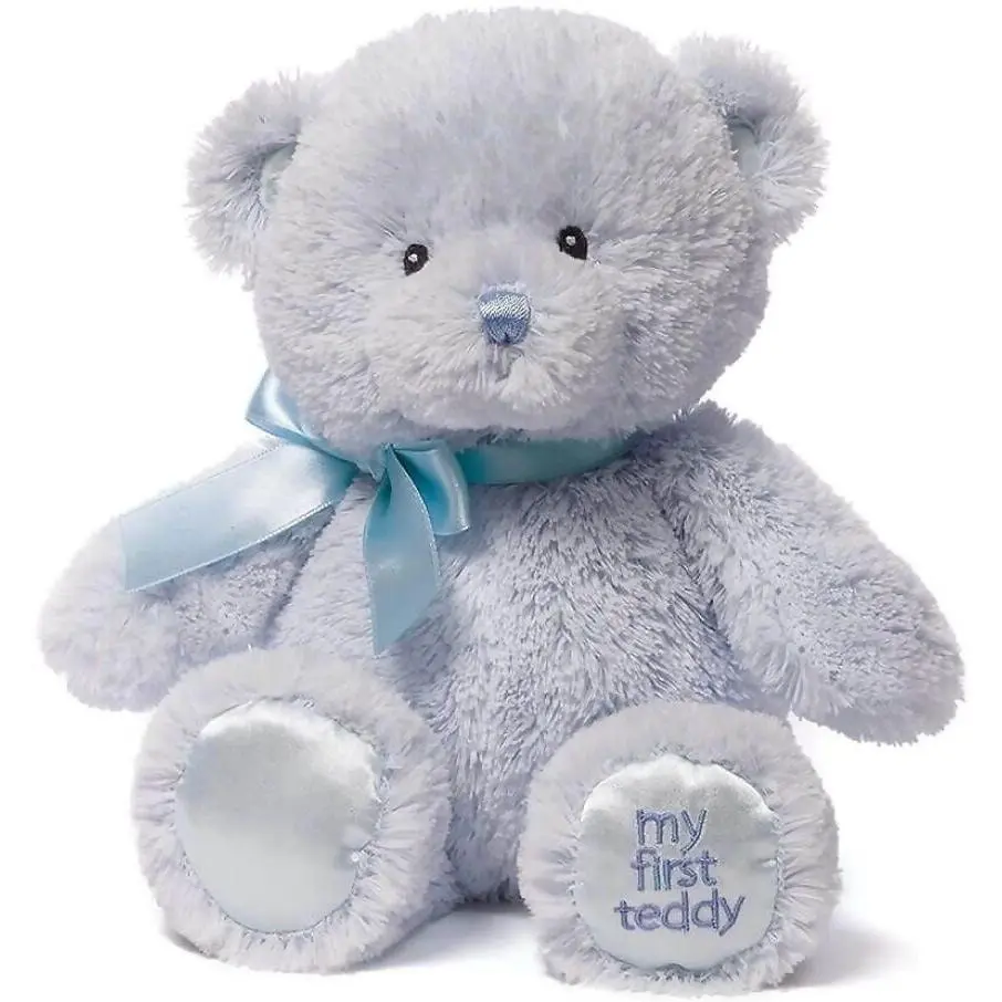 My First Teddy - Blue Plush Soft Toy Bear 25cm