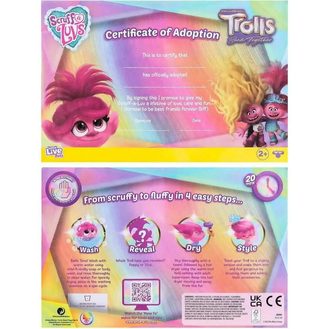 Little Live Pets - Scruff-a-luvs Trolls Band Together Reveal. Wash Reveal And Style A Cute Plush Trolls Doll