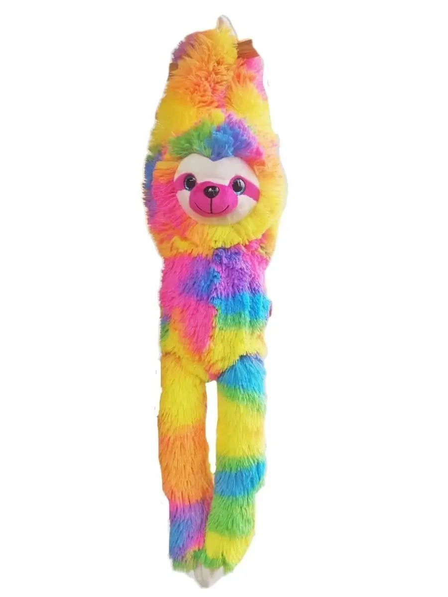 Cotton Candy - Plush Mia Hanging Sloth - Rainbow Multicolor