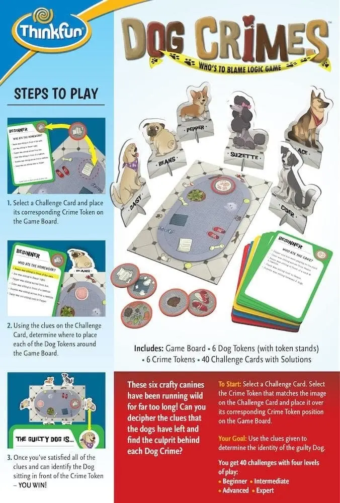 ThinkFun - Dog Crimes - Deductive Reasoning Board Game