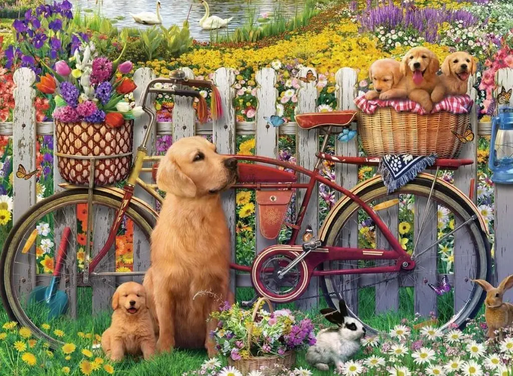 Ravensburger - Cute Dogs In The Gardden Jigsaw Puzzle 500 Pieces