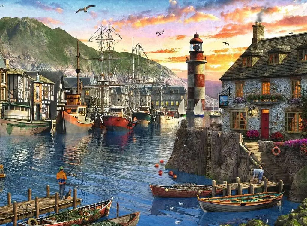 Ravensburger - Sunrise At The Port Jigsaw Puzzle 500 Pieces