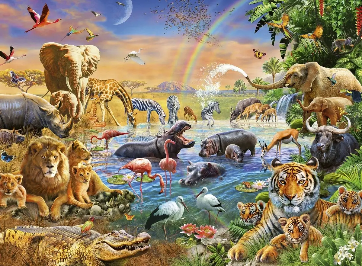 Ravensburger - Savannah Jungle Waterhole Jigsaw Puzzle 100 Pieces