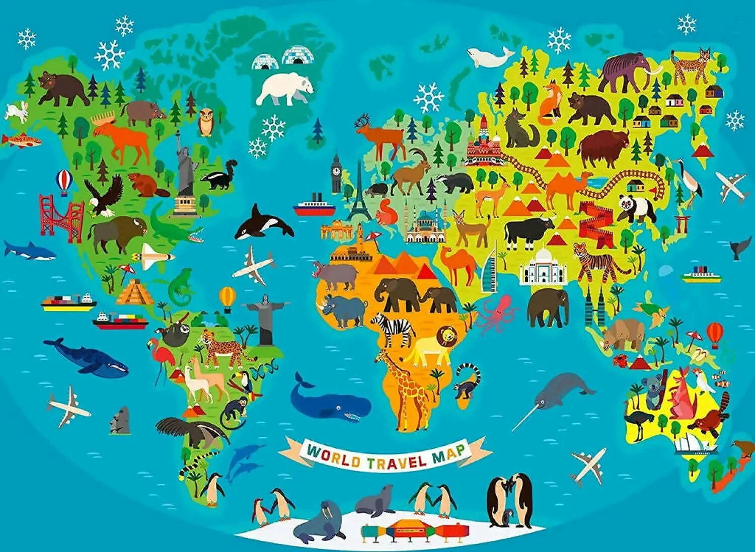 Ravensburger - Animal World Map Jigsaw Puzzle 150 Pieces