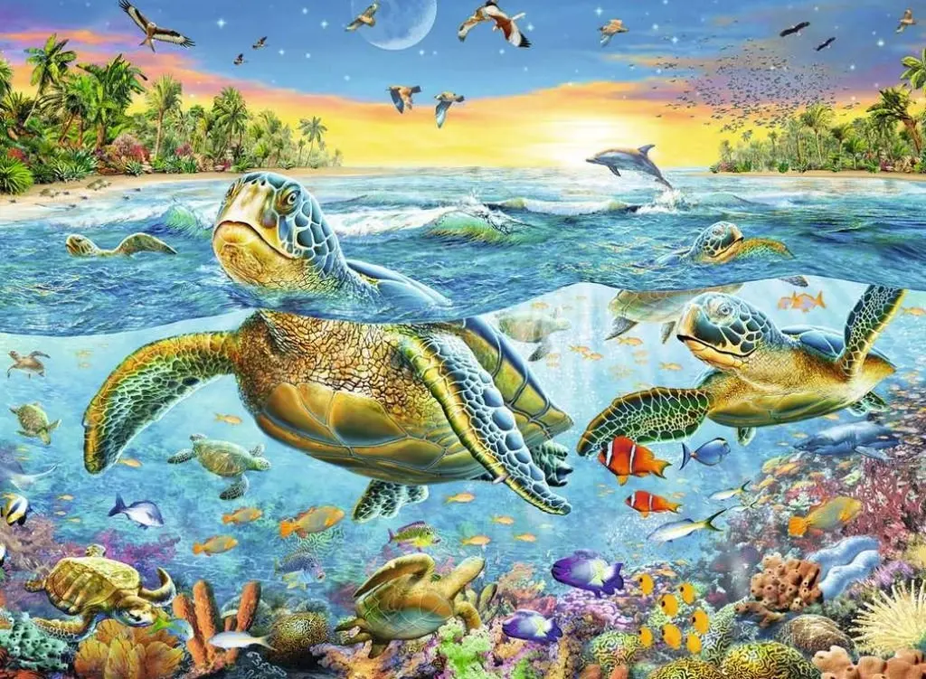 Ravensburger - Swim With Sea Turtles Puzzle 100 Pieces Xxl