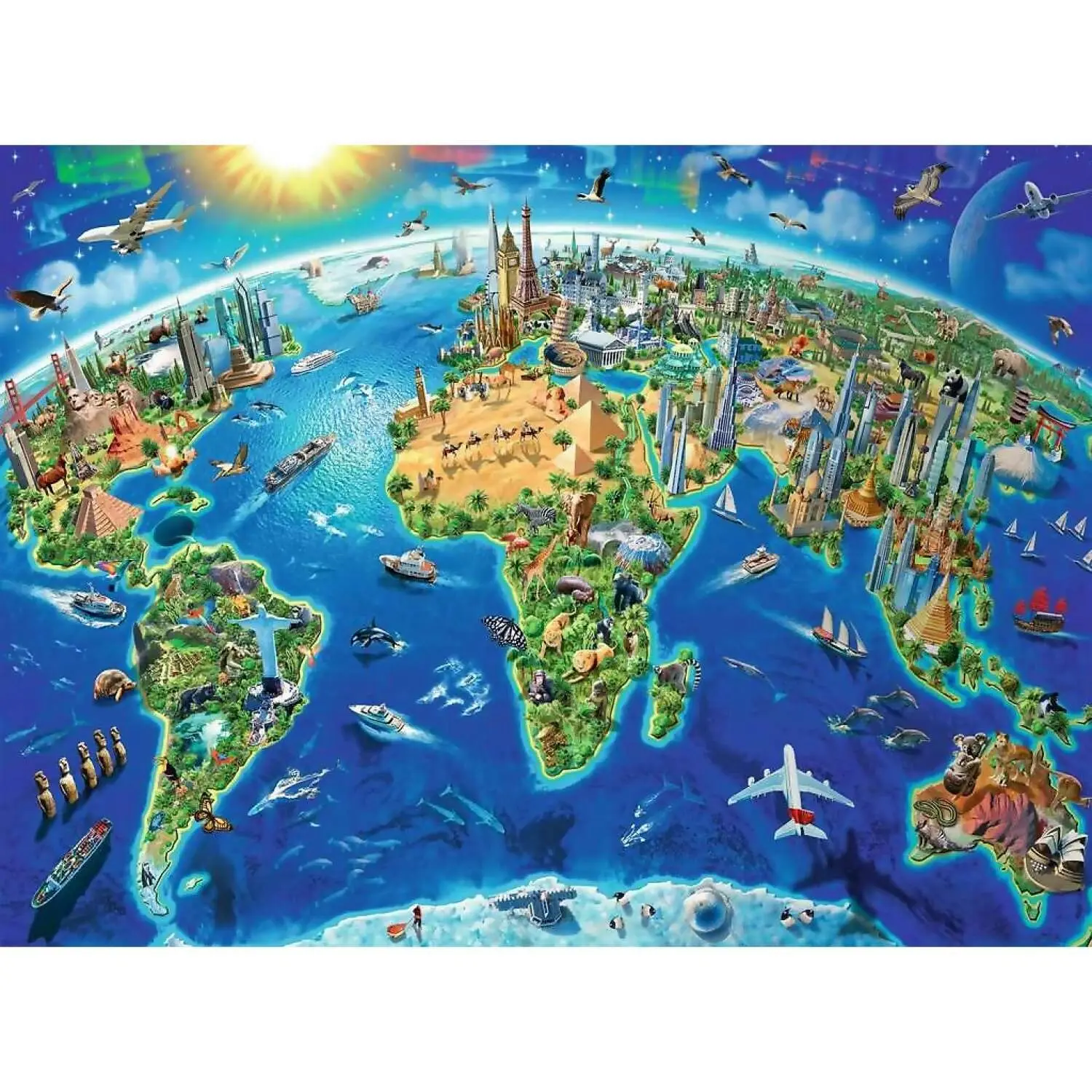 Ravensburger -world Landmarks Map Jigsaw Puzzle 300pc