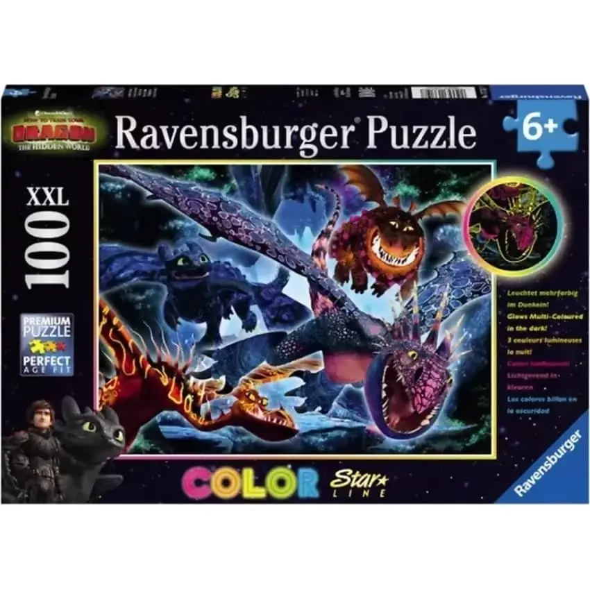 Ravensburger - How To Train Your Dragon Colour Star Line Jigsaw Puzzle Xxl 100 Pieces