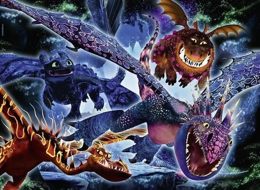 Ravensburger - How To Train Your Dragon Colour Star Line Jigsaw Puzzle Xxl 100 Pieces