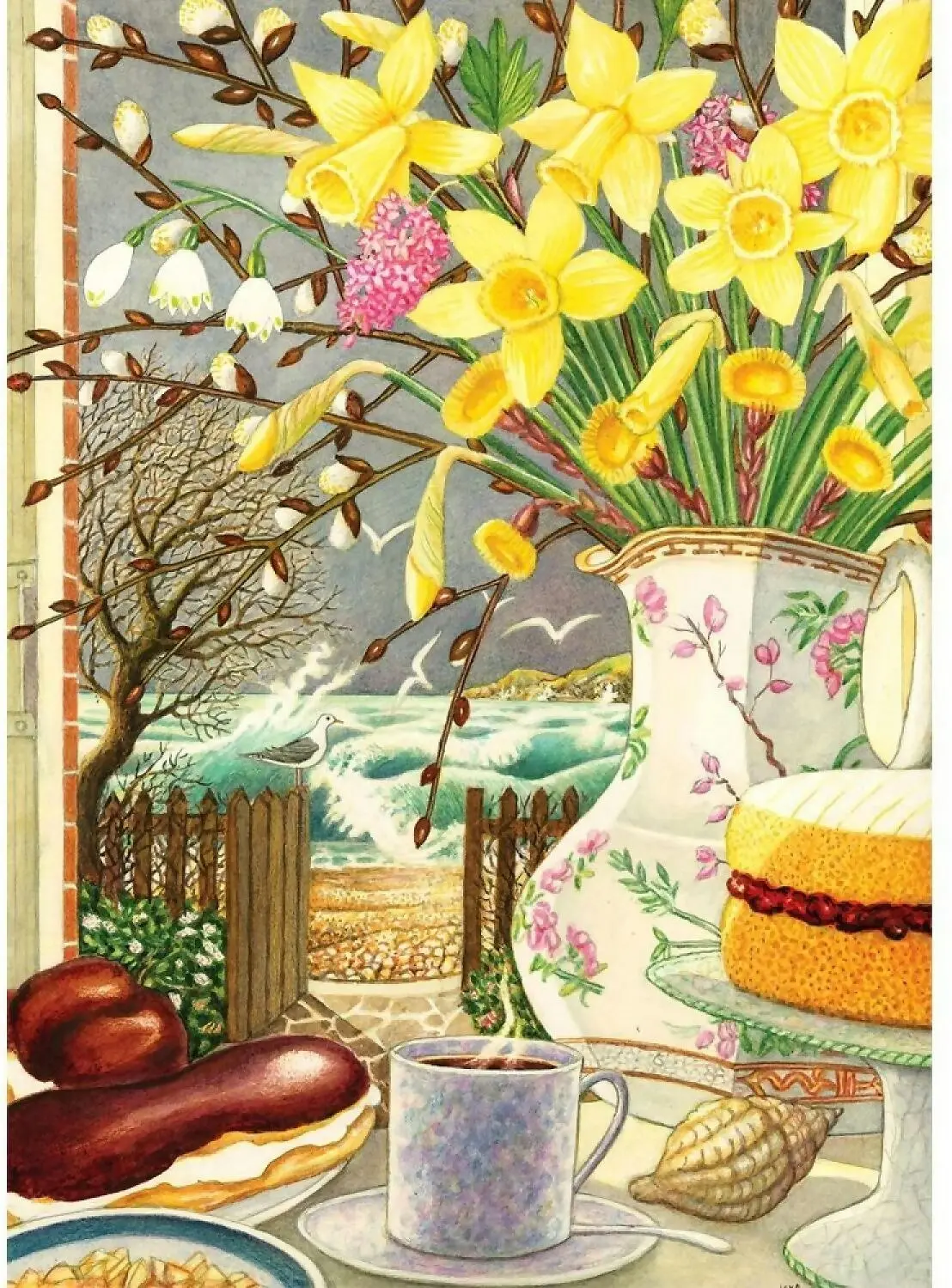 Holdson - Floral Fiesta - Daffodils By The Sea - Jigsaw Puzzle 1000 Pieces