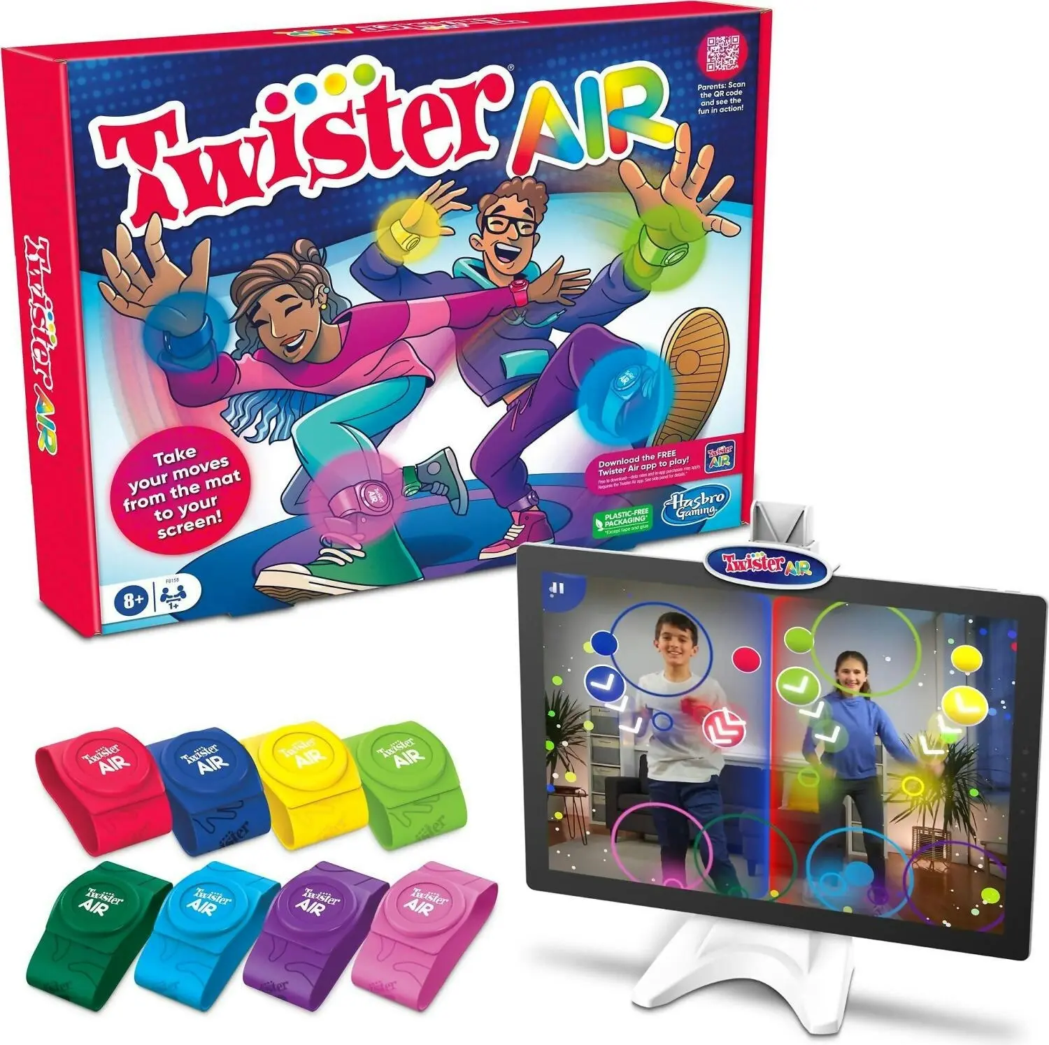 Hasbro - Twister Air Game Ar Twister App Play Game Links To Smart Devices Active Games Ages 8+