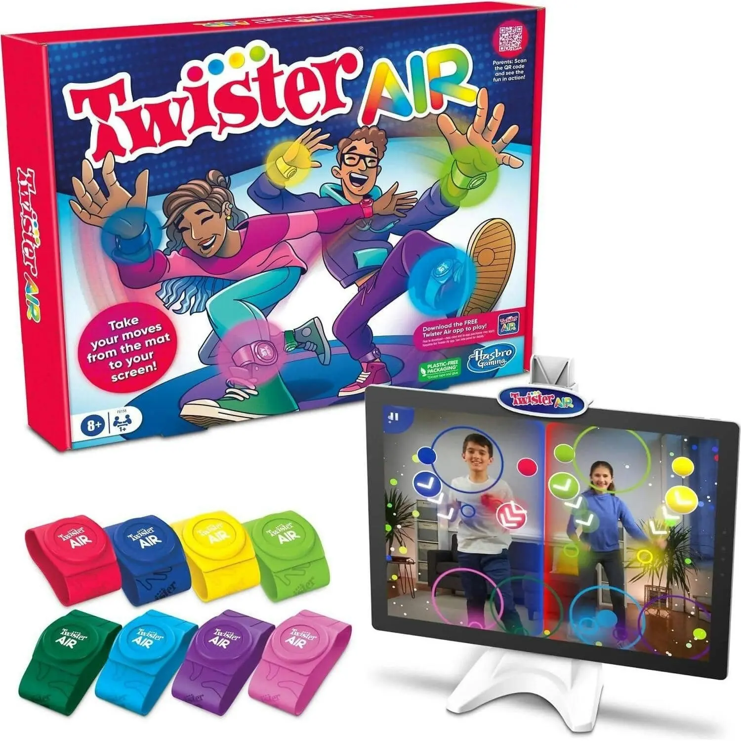 Hasbro - Twister Air Game Ar Twister App Play Game Links To Smart Devices Active Games Ages 8+