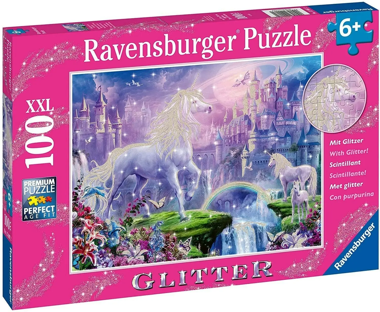 Ravensburger - Unicorn Kingdom 100 Pieces Glitter Jigsaw Puzzle