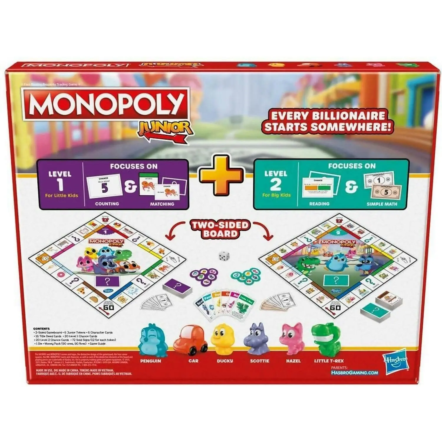 Monopoly - Junior Board Game 2-sided Gameboard 2 Games In 1 Monopoly Game For Ages 4+ - Hasbro