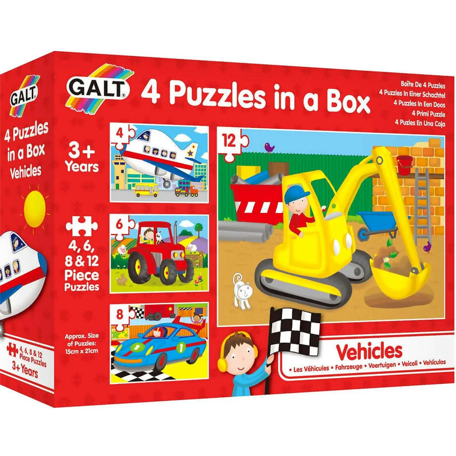 Galt - 4 Puzzles In A Box - Vehicles