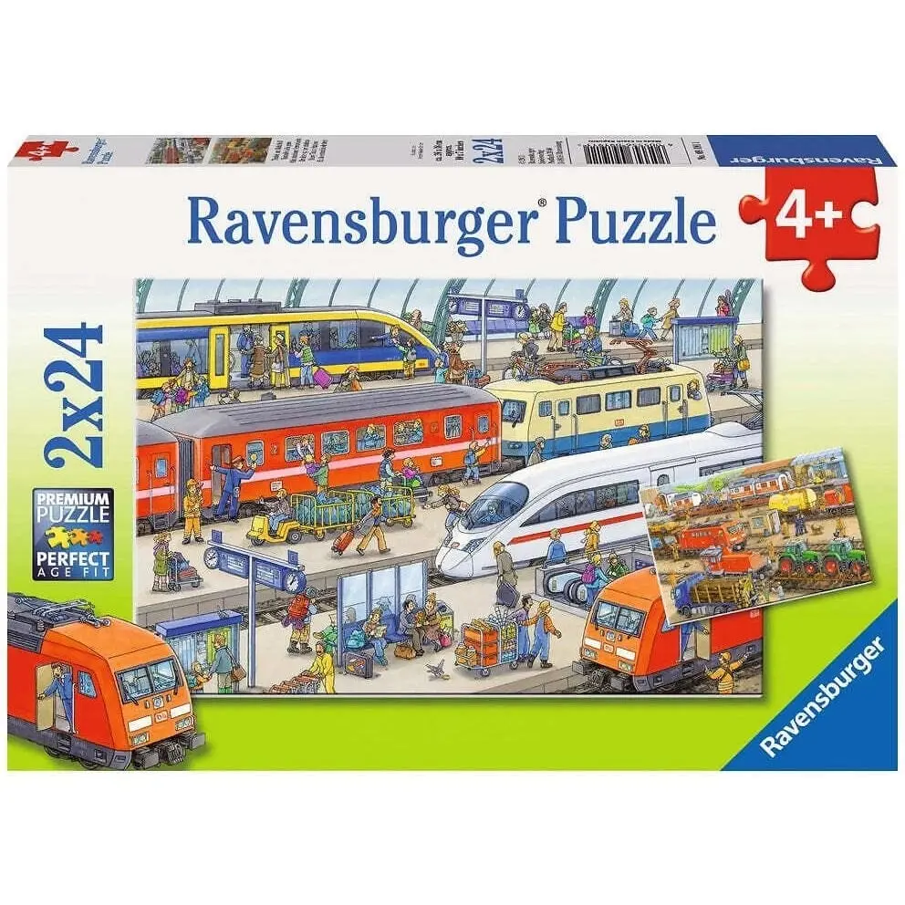 Ravensburger - Busy Train Station Jigsaw Puzzle 2x24 Pieces