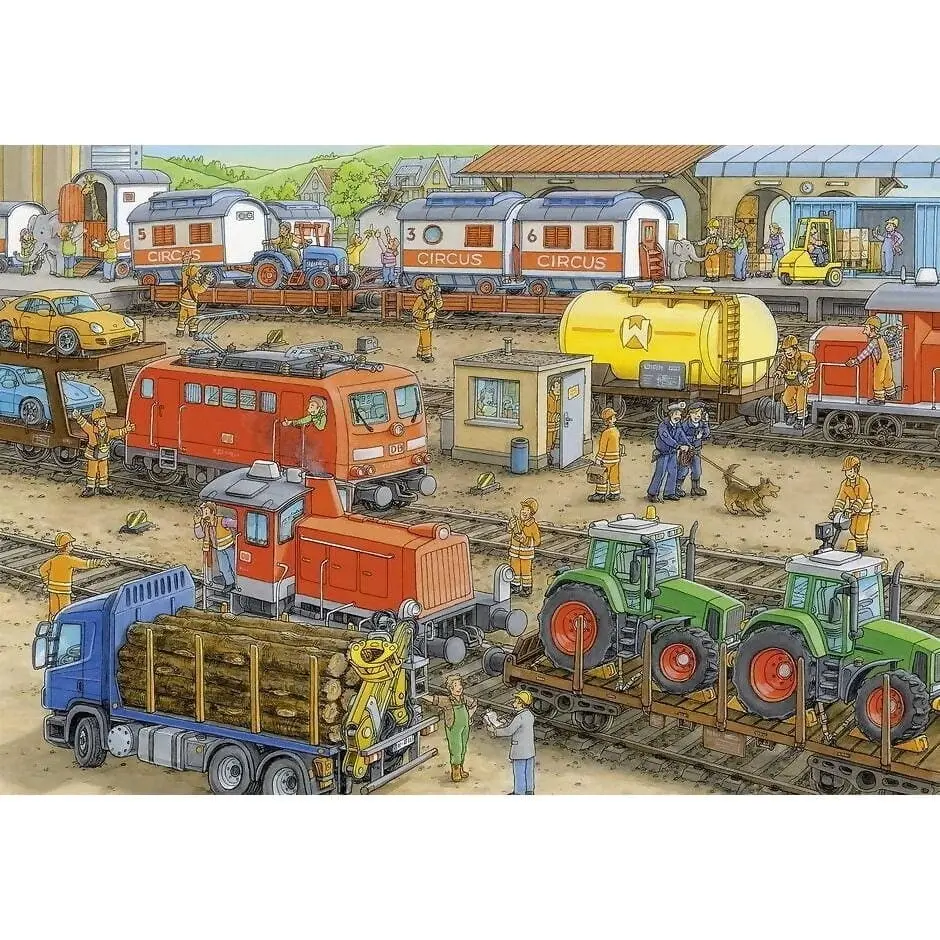 Ravensburger - Busy Train Station Jigsaw Puzzle 2x24 Pieces