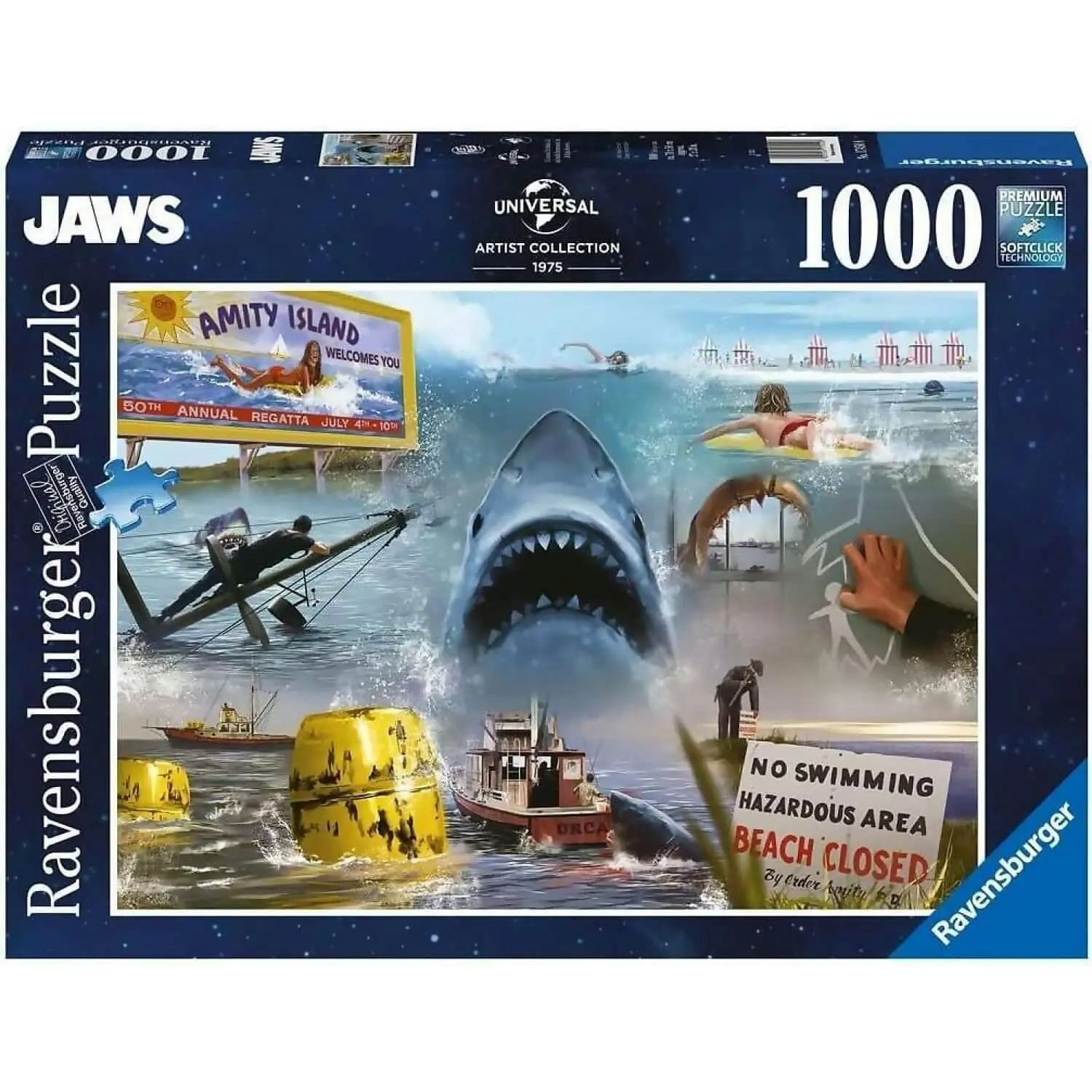 Ravensburger - Jaws Universal Artist Collection 1975 Jigsaw Puzzle 1000pc