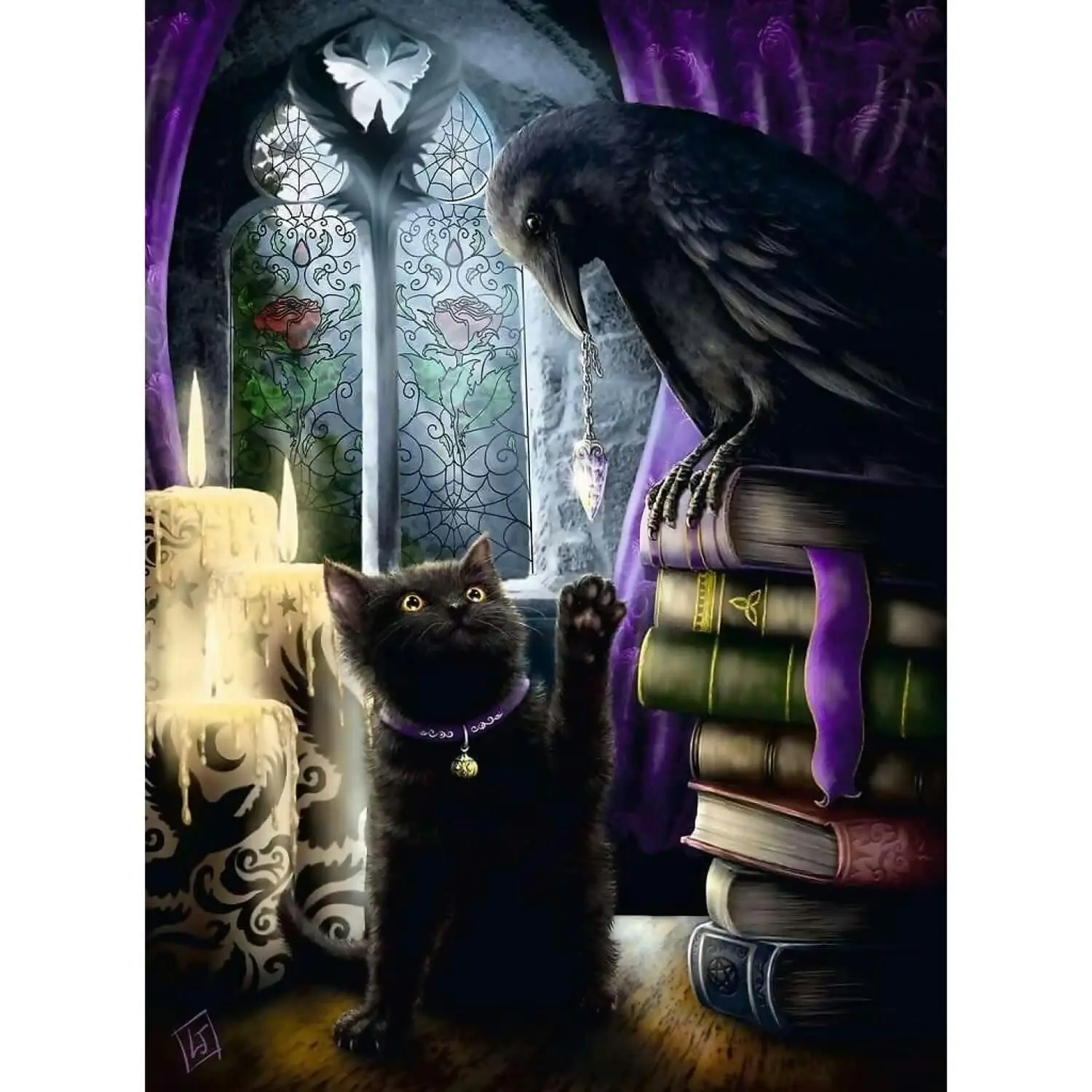 Ravensburger - Black Cat & Raven In The Tower Room Jigsaw Puzzle 500pc