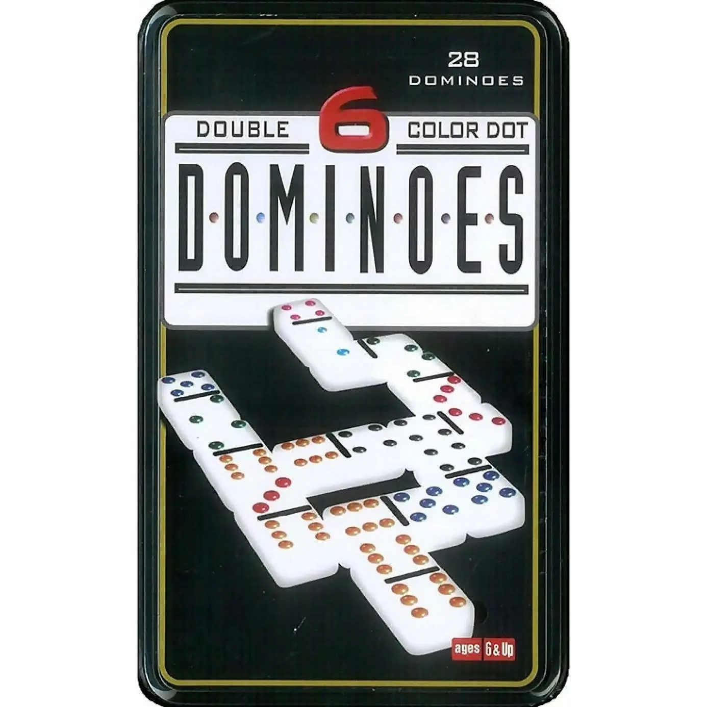 Dominoes Double 6 Colour Dot In A Tin 28pc