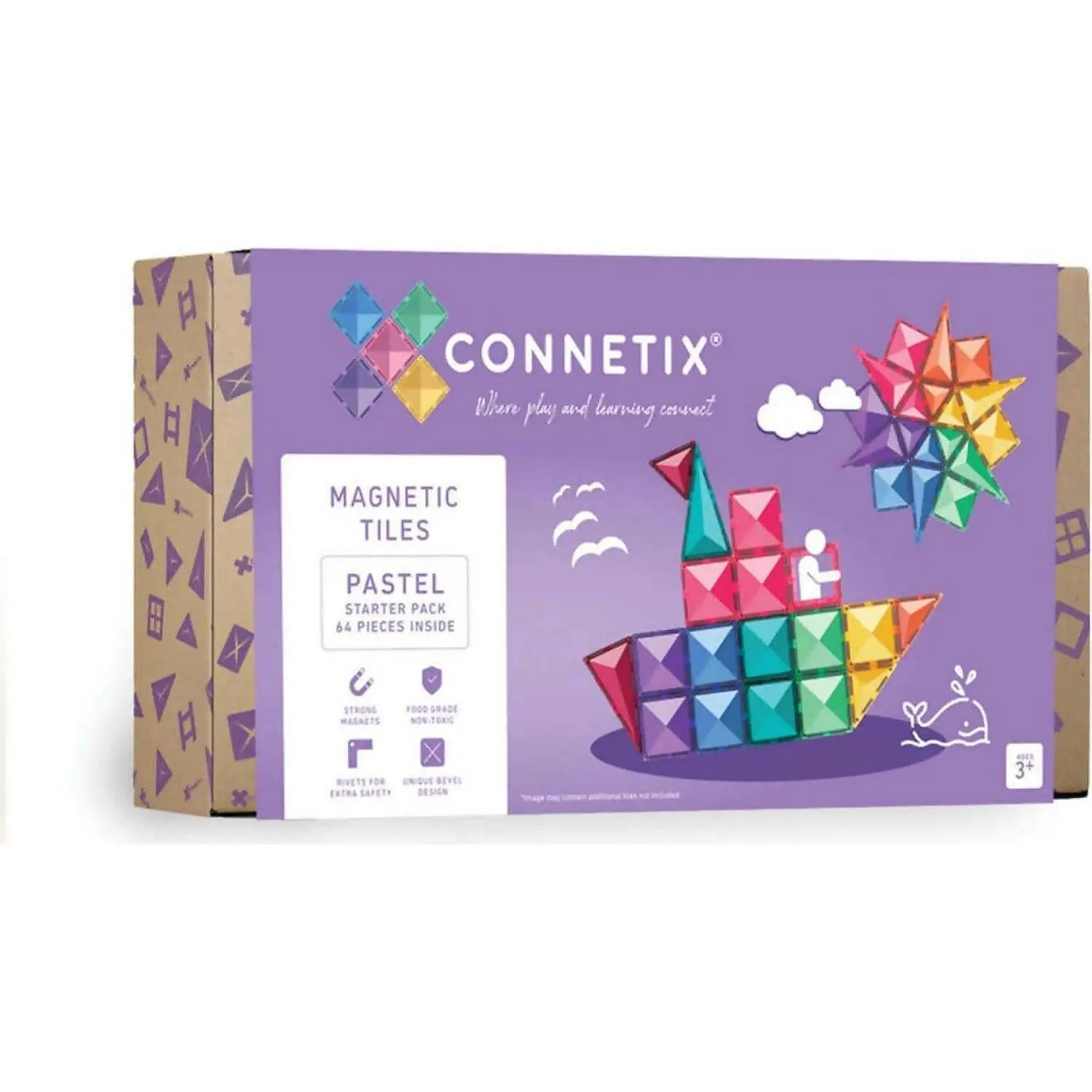 Connetix - Magnetic Tiles Pastel Starter Pack 64pc