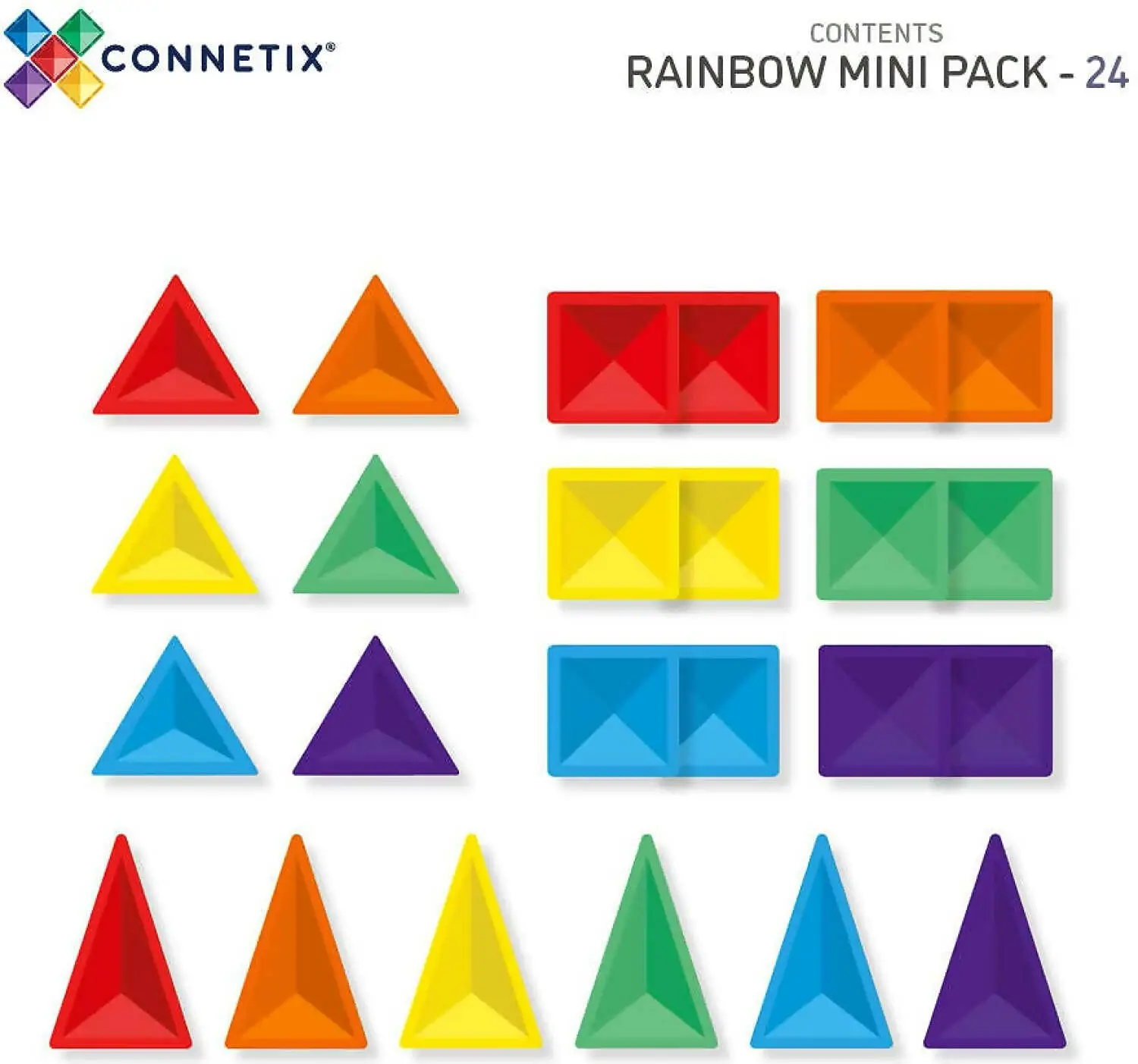 Connetix - Magnetic Tiles Rainbow Mini Pack 24pc