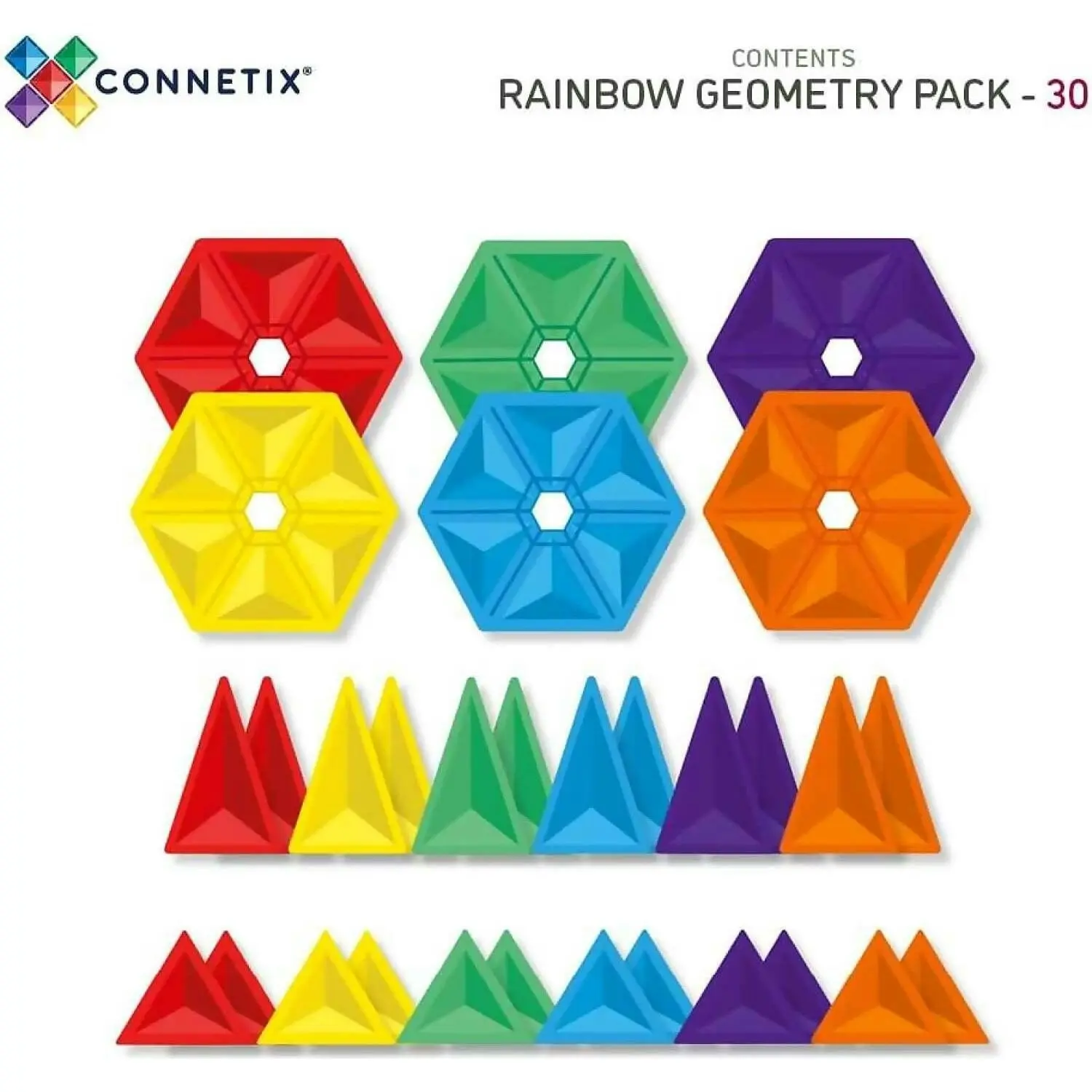 Connetix - Magnetic Tiles Rainbow Geometry Pack 30pc