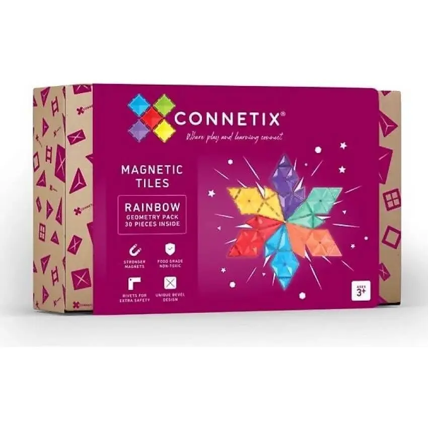 Connetix - Magnetic Tiles Rainbow Geometry Pack 30pc