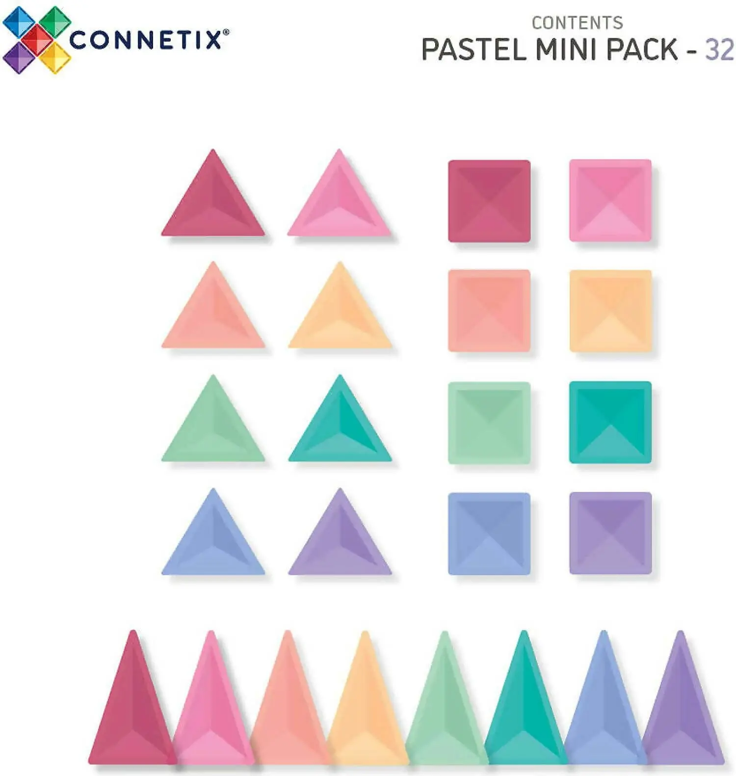 Connetix - Magnetic Tiles 32 Piece Pastel Mini Pack