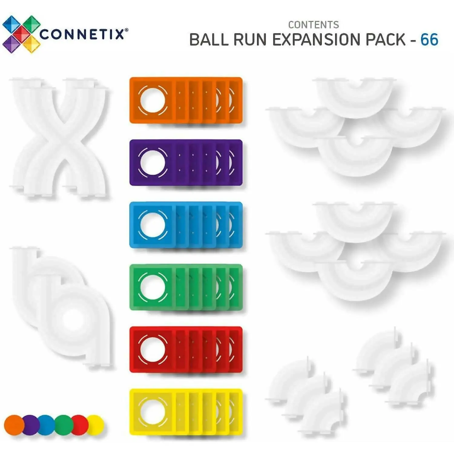 Connetix - Magnetic Tiles Rainbow Ball Run Expansion Pack 66pc