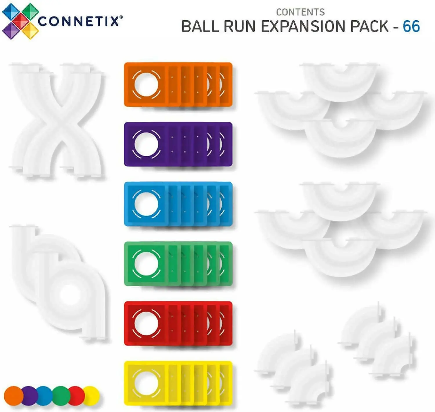 Connetix - Magnetic Tiles Rainbow Ball Run Expansion Pack 66pc