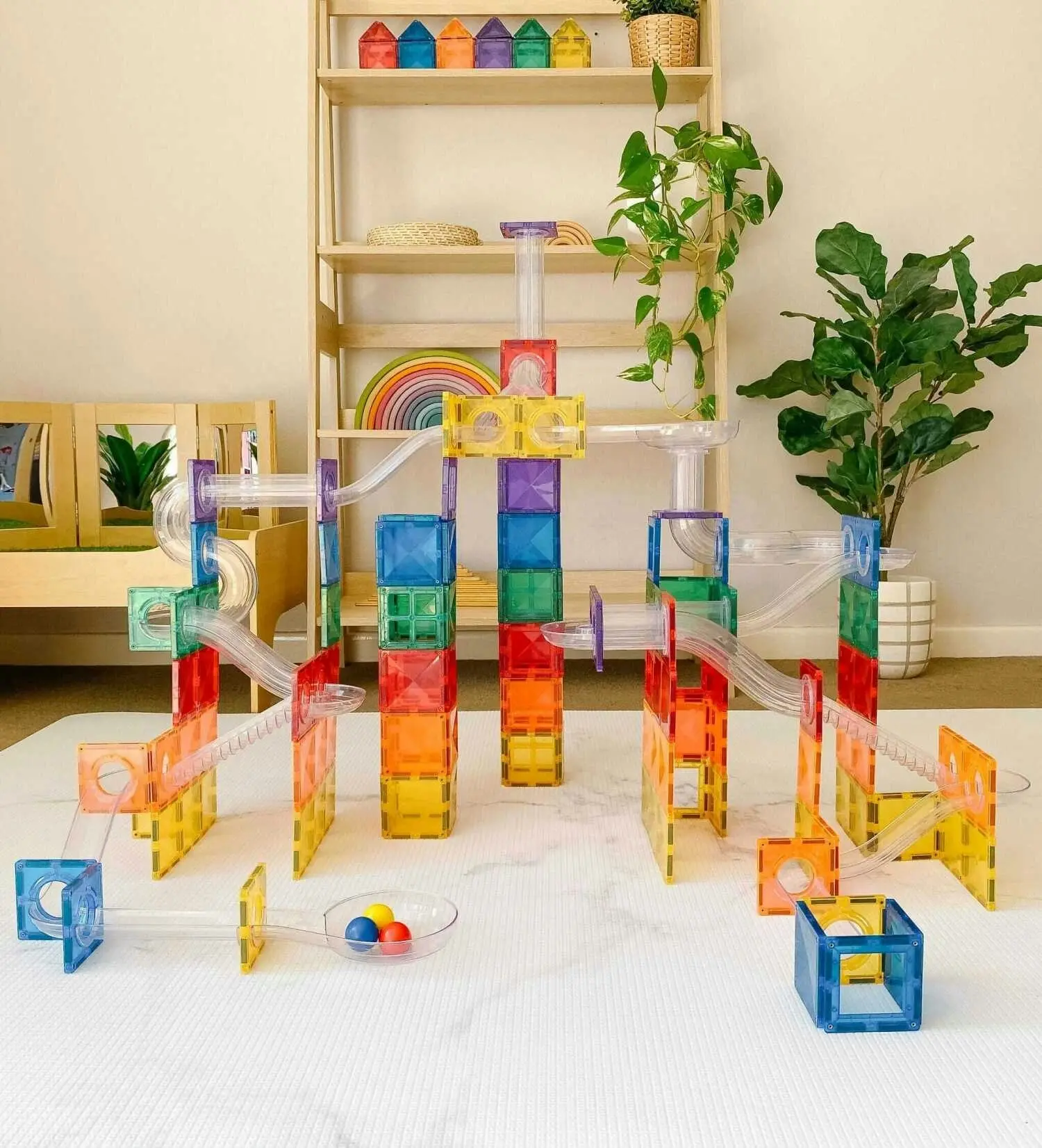 Connetix - Magnetic Tiles Rainbow Ball Run 92pc