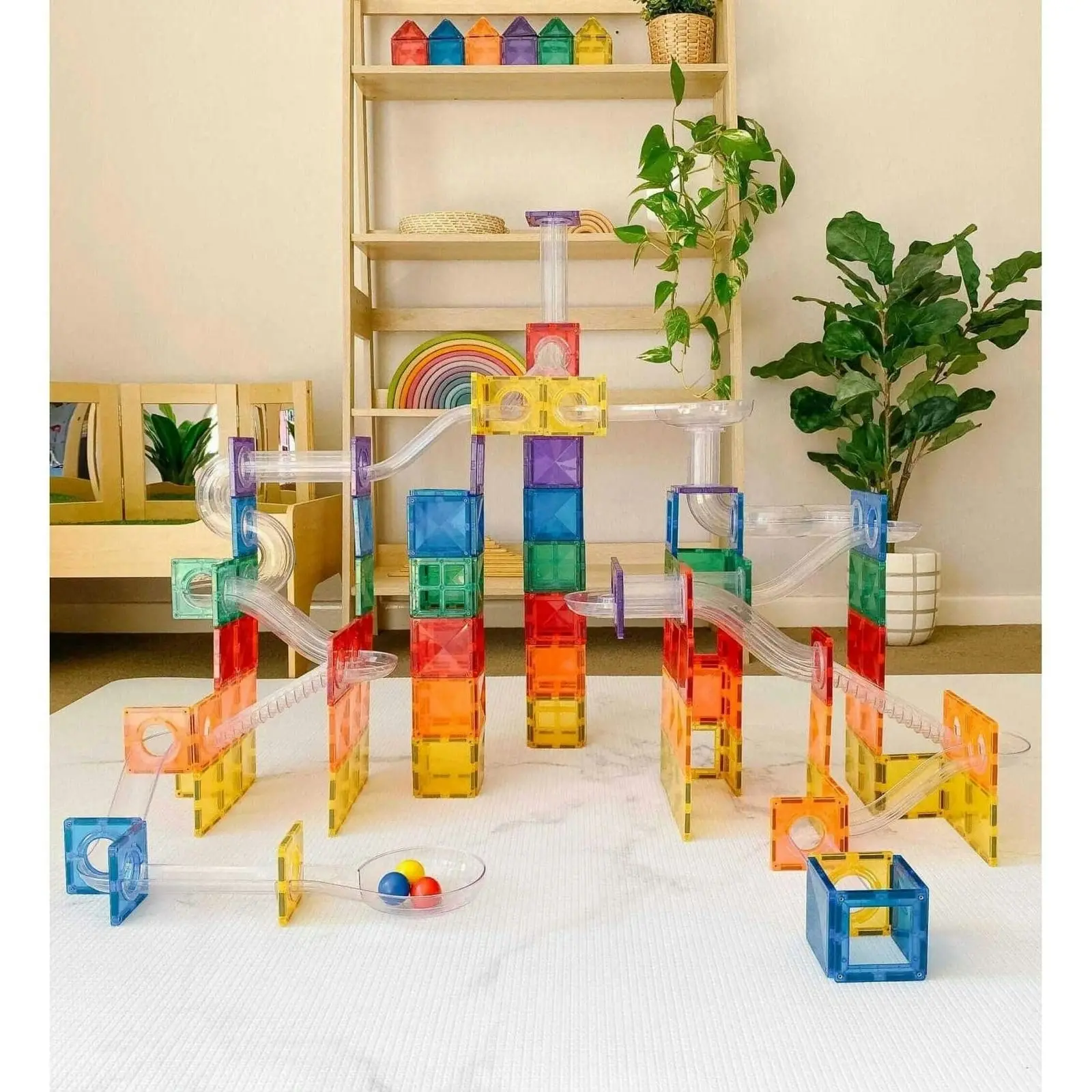 Connetix - Magnetic Tiles Rainbow Ball Run 92pc