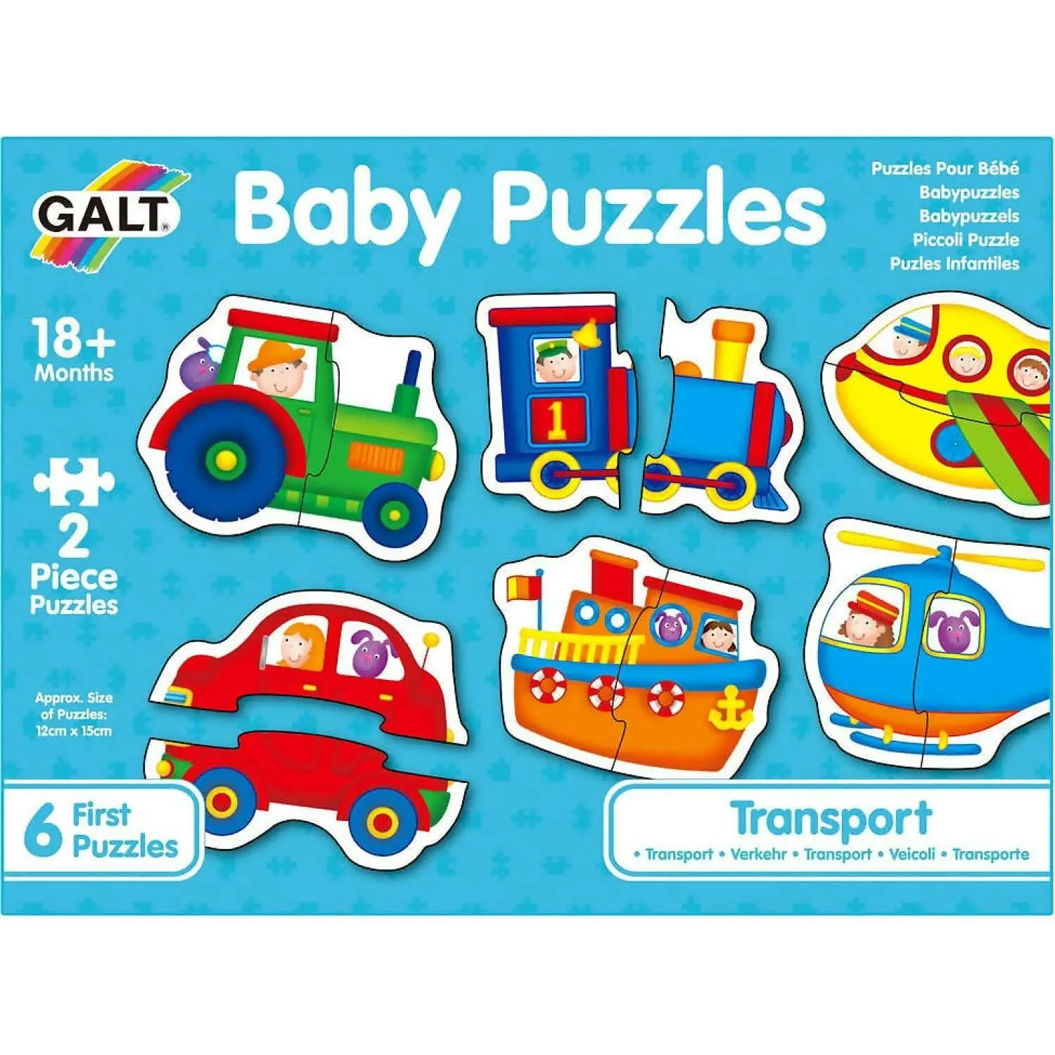 Galt - Transport Baby Jigsaw Puzzle - 6 x Different puzzles - 2 pcs each