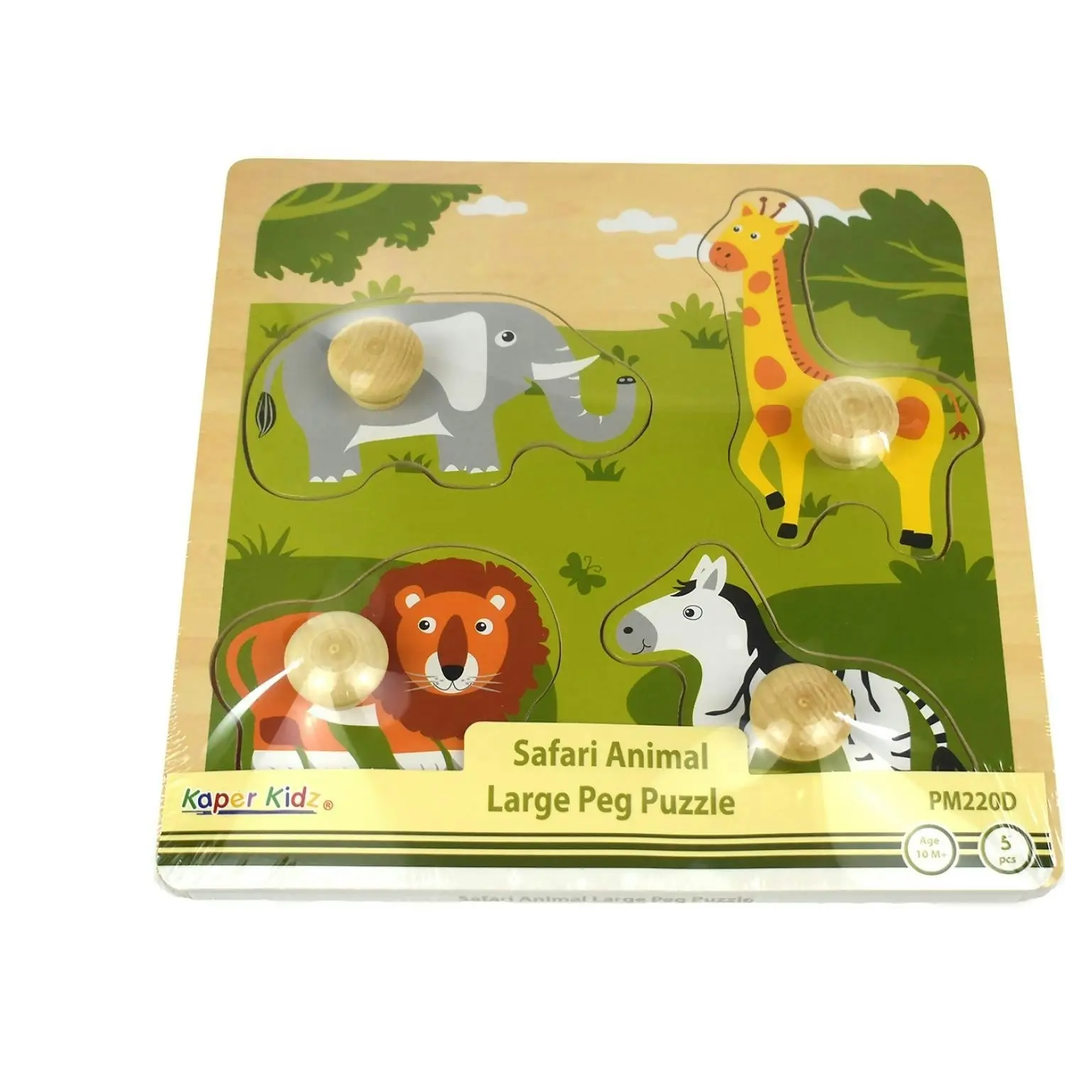 Kaper Kidz - Safari Animal Large Peg Wooden Puzzle