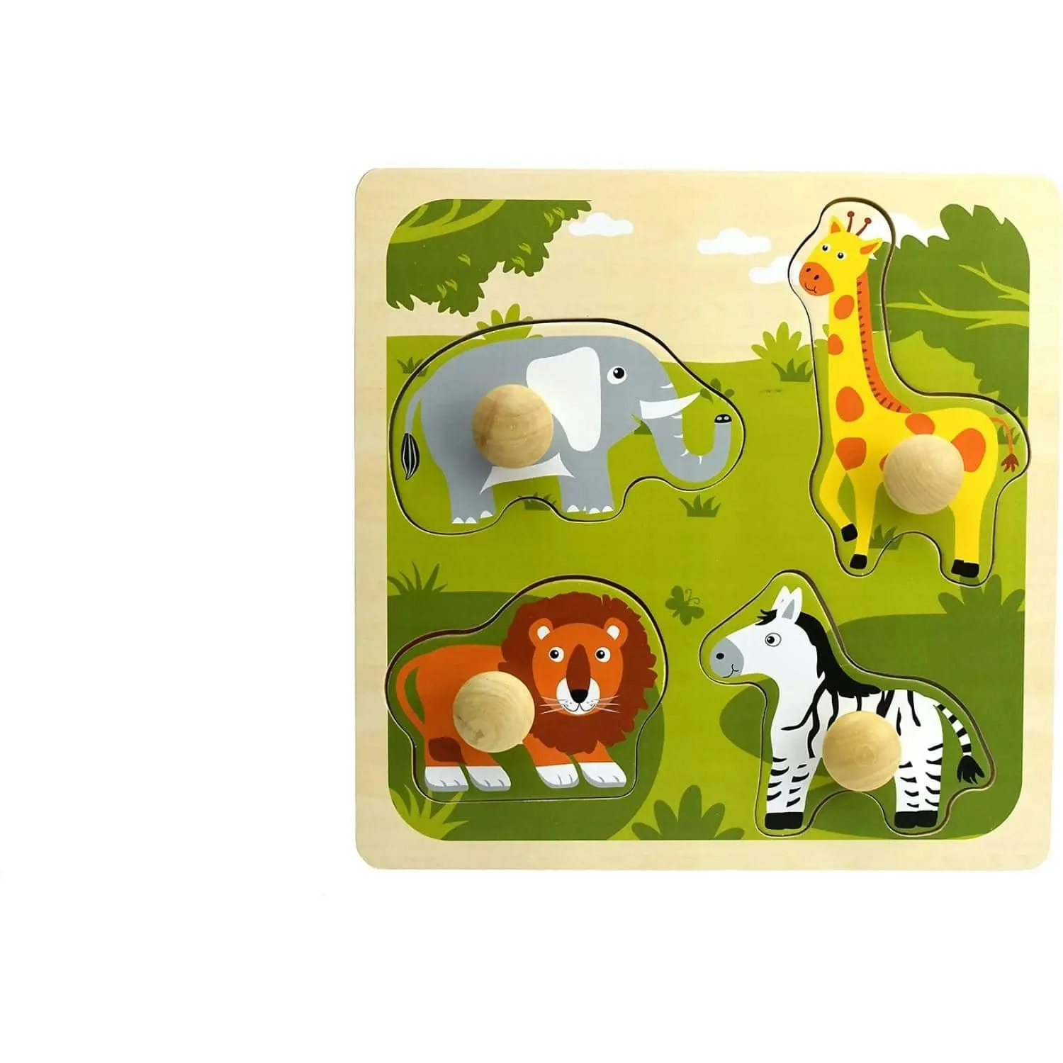 Kaper Kidz - Safari Animal Large Peg Wooden Puzzle