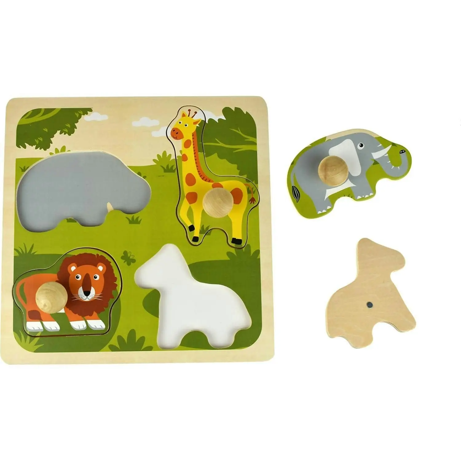 Kaper Kidz - Safari Animal Large Peg Wooden Puzzle