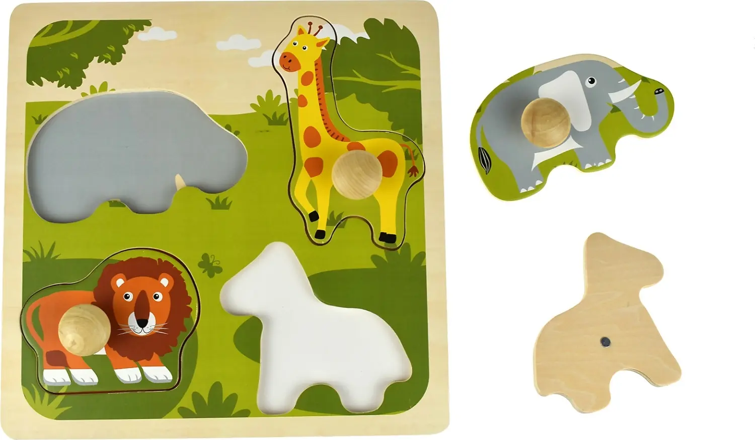 Kaper Kidz - Safari Animal Large Peg Wooden Puzzle