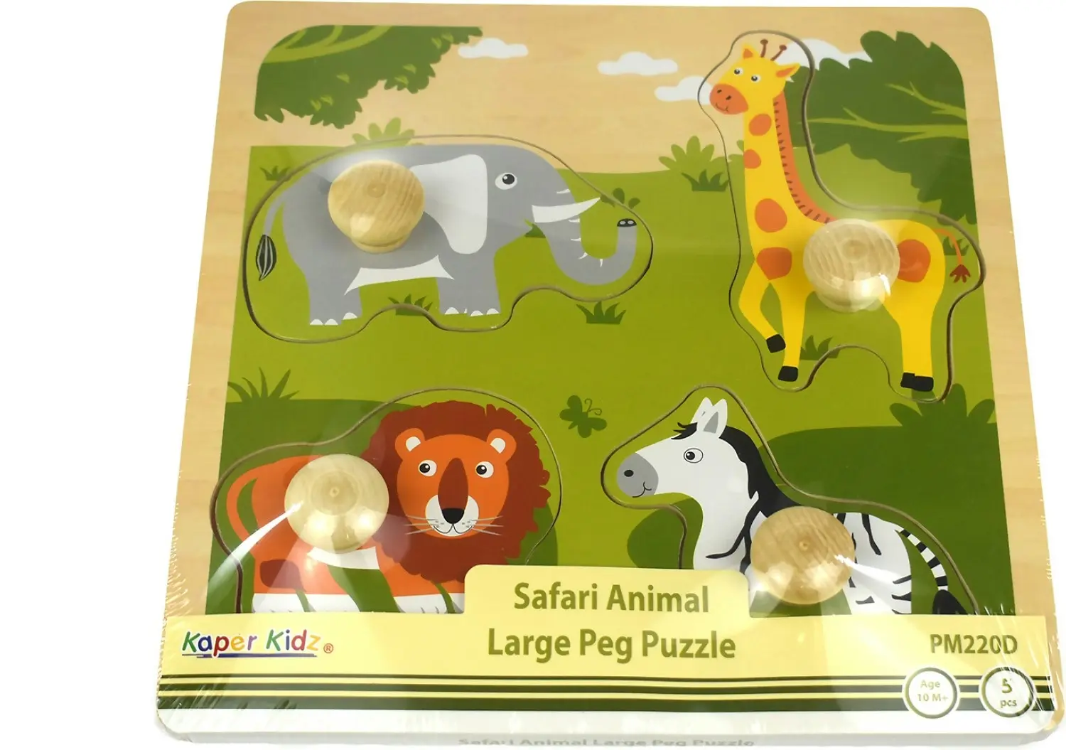 Kaper Kidz - Safari Animal Large Peg Wooden Puzzle