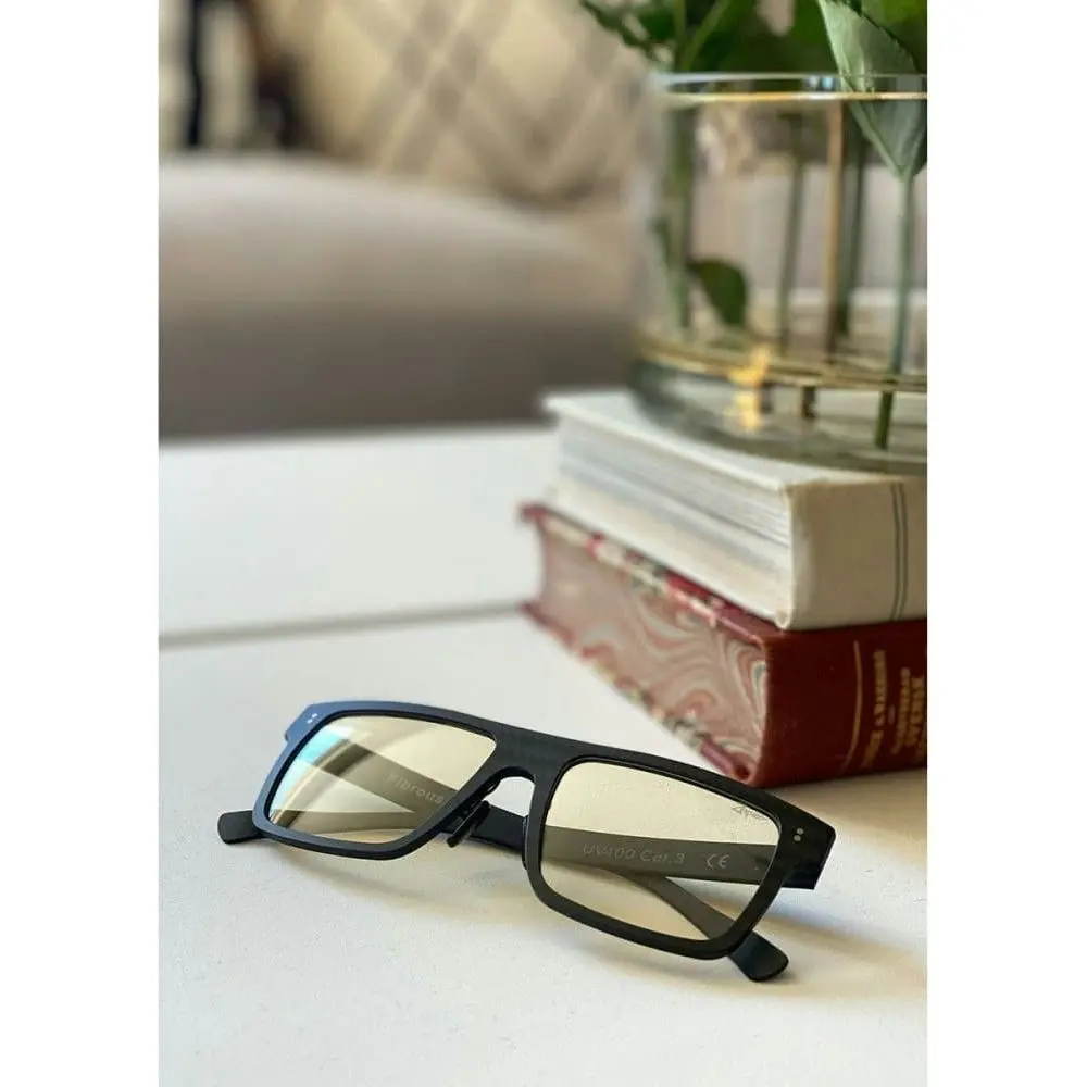 Zerpico Eyewear Fibrous Eyewear - Model 4 Carbon Fiber Square Anti-bluelight Glasses Unisex Carbon Fiber