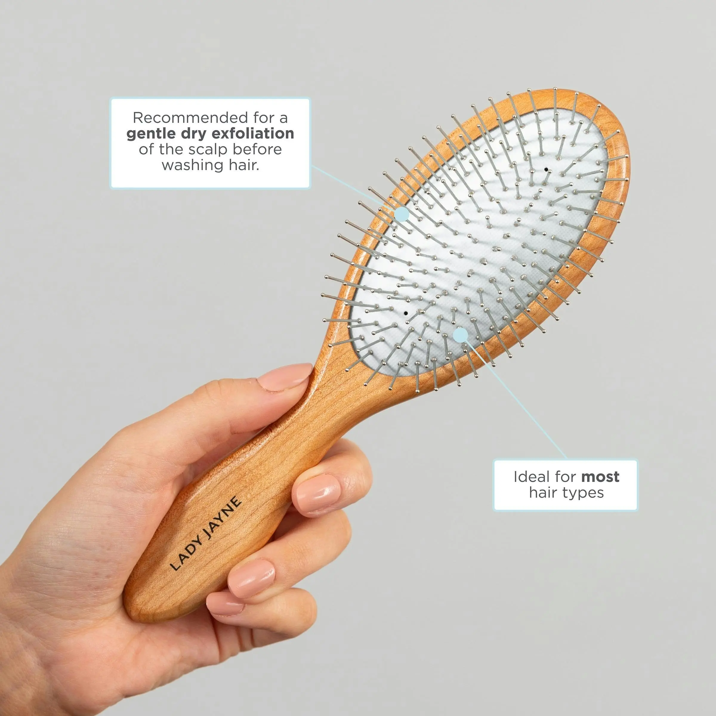 Lady Jayne Exfoliate & Smooth Anti-Frizz Pad Brush Metal Pins