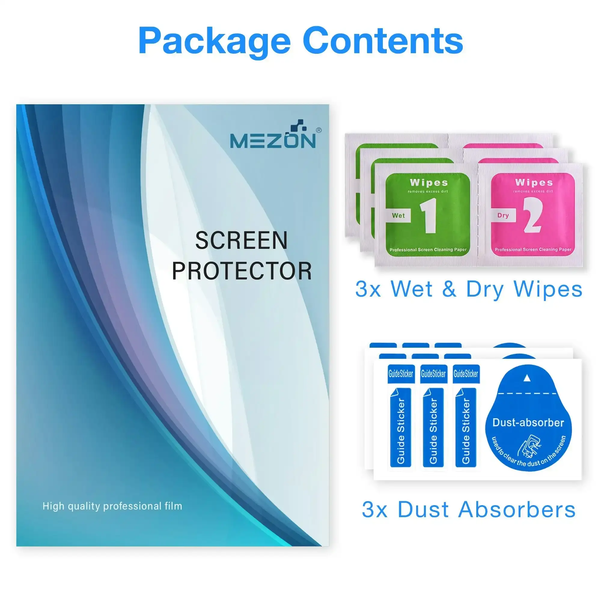 [3 Pack] MEZON Microsoft Surface Pro 10 (13") Anti-Glare Matte Film Screen Protector – Case and Surface Pen Friendly