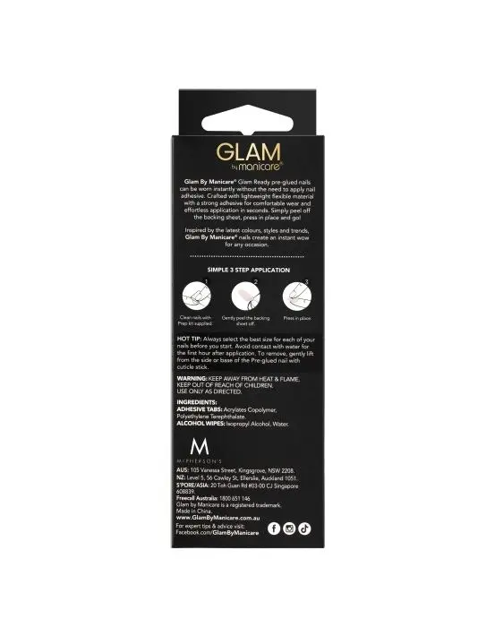 Manicare Glam Ready Pre-Glued Nails Ballet on Point 30pcs