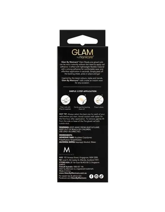 Manicare Glam Ready Pre-Glued Nails La Petite French 30pcs