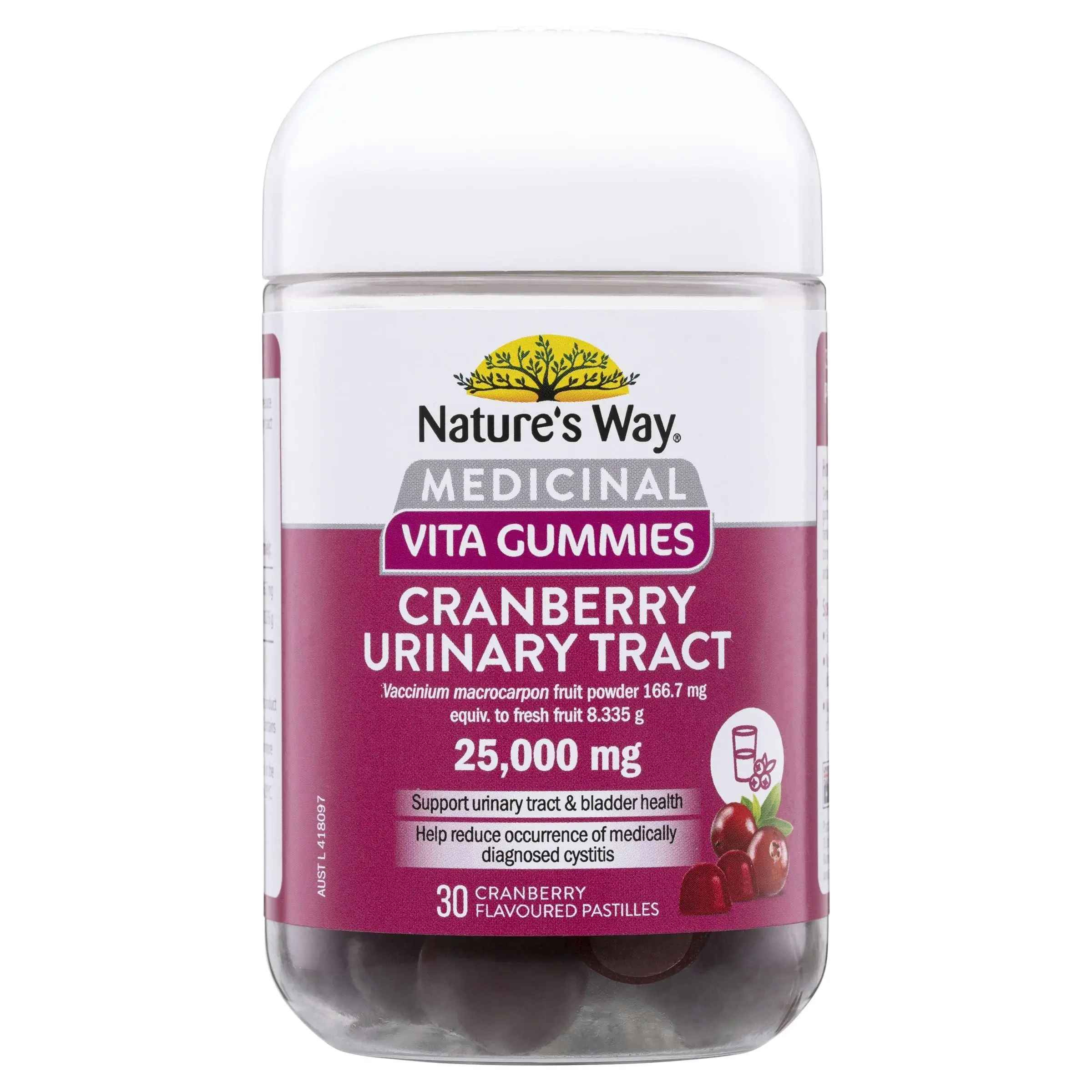 Nature's Way Medicinal Vita Gummies Cranberry Urinary Tract 25000mg 30 Gummies