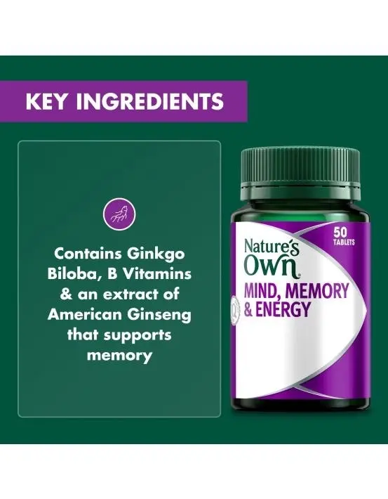 Nature's Own Mind Memory & Energy 50 Tablets