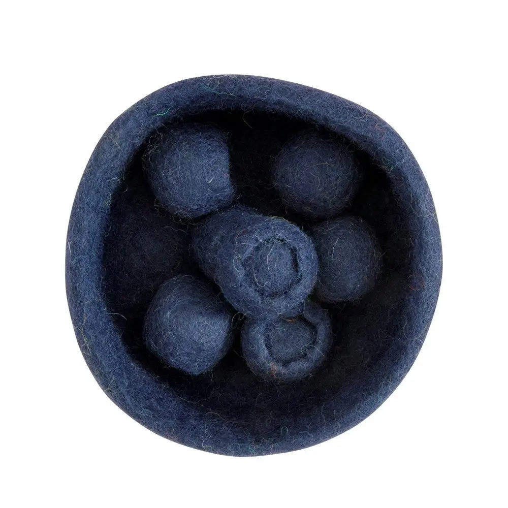 Dashdu - Belle Blueberry - Five Felt Blueberries with Bowl