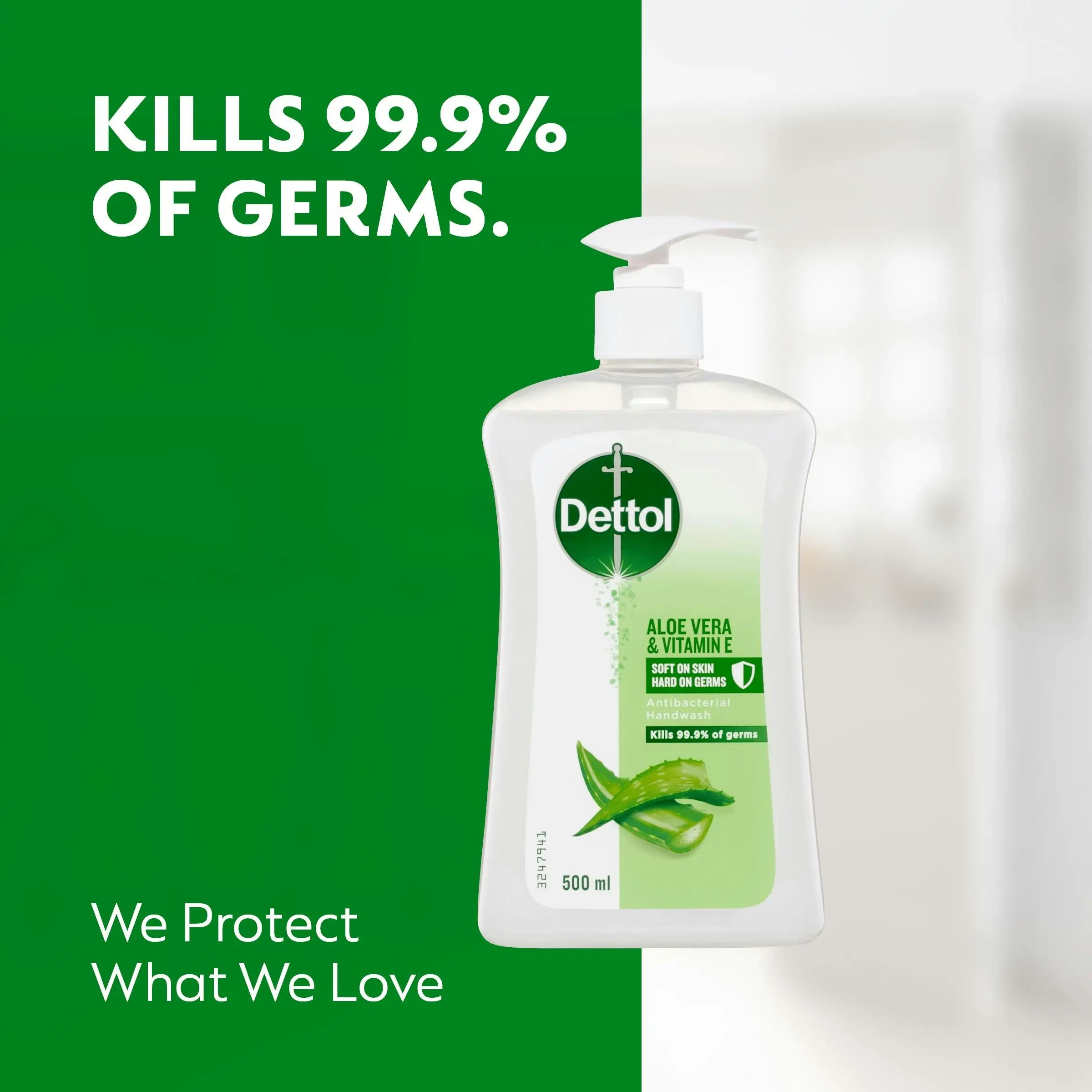 Dettol Antibacterial Liquid Hand Wash Pump Aloe Vera & Vitamin E 500ml